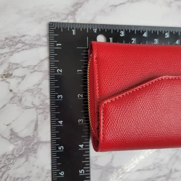 Valentino Red Leather Wallet with Textured Finish